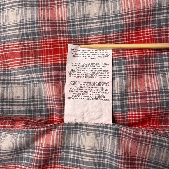 Wrangler XL Slim Fit Western Plaid Shirt – Aura Orange Gray Button Up RanchWear‎ - Picture 16 of 16